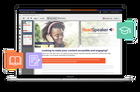Laptop displaying ReadSpeaker TextAid interface with a user engaging with content.